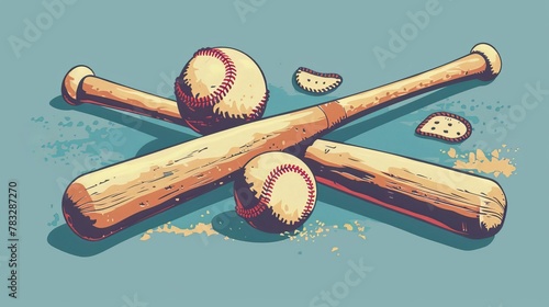 Baseball bats and balls in a retro style   AI generated illustration photo