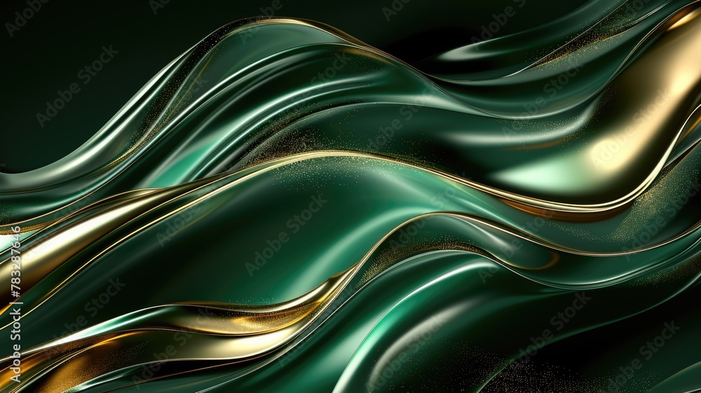 The abstract picture of the two colours of gold and green colours that has been created form of the waving shiny smooth satin fabric that curved and bend around this beauty abstract picture. AIGX01.