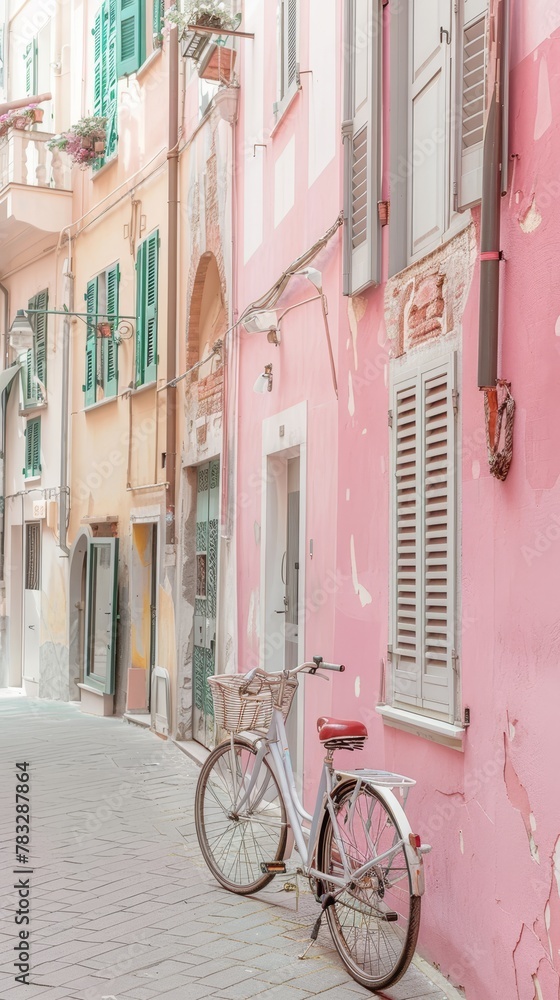 Delicate pastel hues transport you to the streets of Italy  AI generated illustration