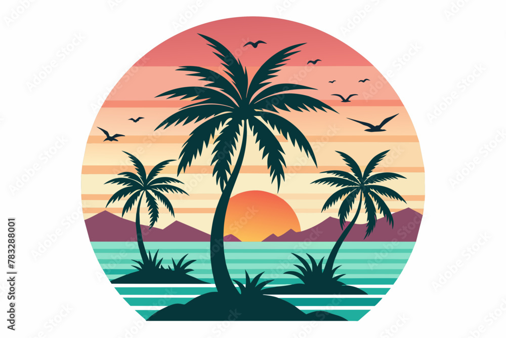 t-shirt-featuring-a-serene-sunset vector illustration 