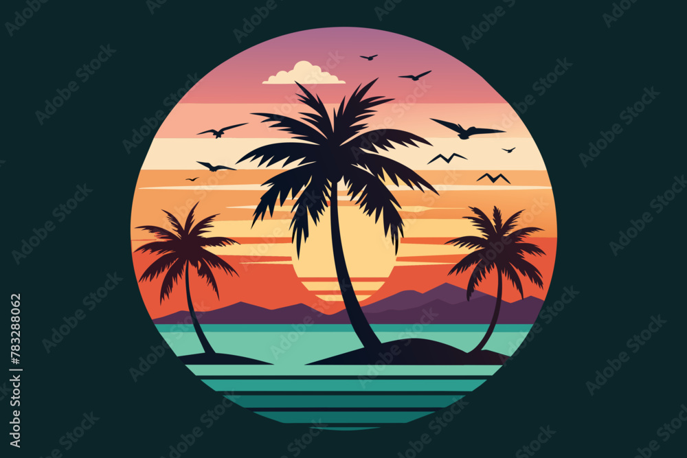 -t-shirt-featuring-a-serene-sunset-vector illustration 