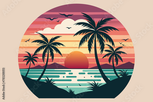 t-shirt-featuring-a-serene-sunset vector illustration 