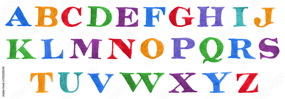 Watercolor Alphabet Serif Colorful