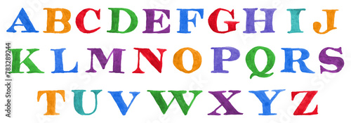 Watercolor Alphabet Serif Colorful