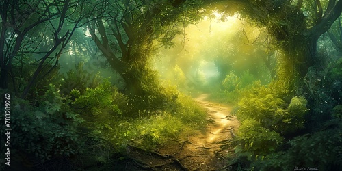 Wood fairy  path in magic forest