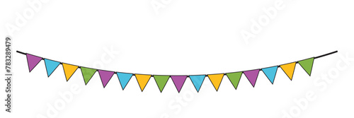 Carnival garland with flags isolated on white background. Decorative colorful pennants for birthday celebration, festival and bright decoration ideas 12