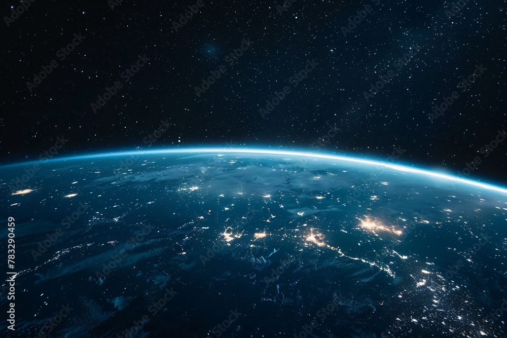 Blue hued satellite orbits Earth a technological marvel bridging global communication