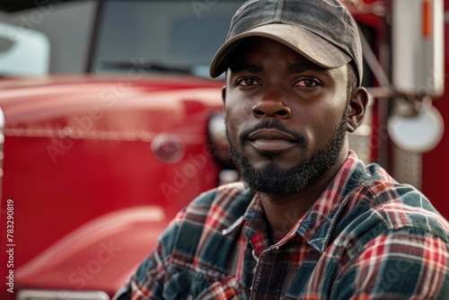 Portrait of a young male truck driver