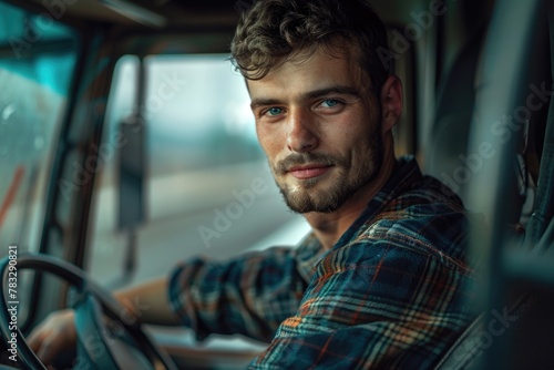 Portrait of a young male truck driver