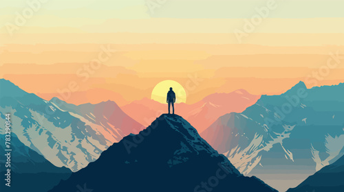 a person standing on top of a mountain at sunset