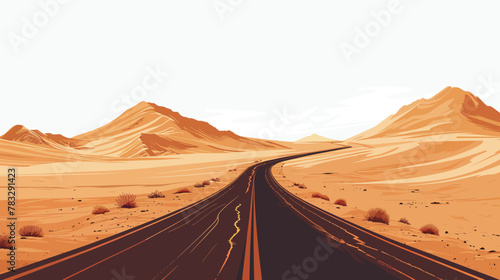 a desert landscape with a road going through it photo