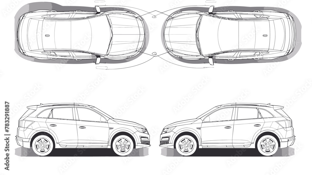 Obraz premium a drawing of the front and back view of a car
