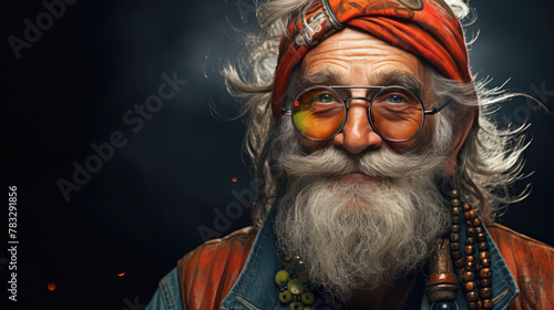 generated illustration senior man wearing a hat with eyewear smiling