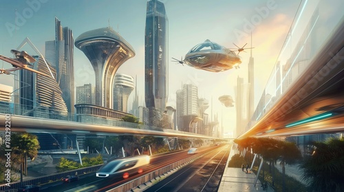 futuristic cityscape with advanced infrastructure