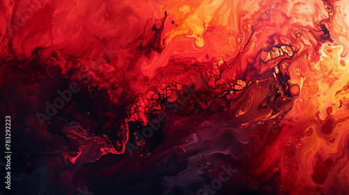 Oil paint background with bold, contrasting colors and dynamic textures, resembling a fiery inferno or volcanic eruption.