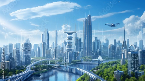 futuristic cityscape with advanced infrastructure © Suresh Thangavel