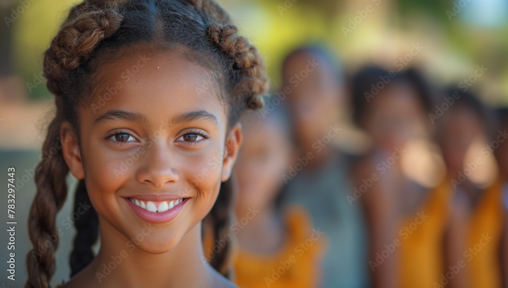 A happy, joyfully smiling dark-skinned girl A happy, joyfully smiling dark-skinned girl