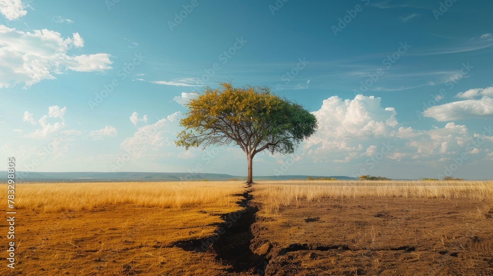 From barren to lush, dry to green, a tree symbolizes transformation.