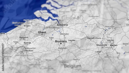 Belgium Paper Map, Slider Shot