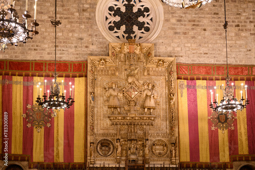 Hall of the Hundred (Saló de Cent) in city hall of Barcelona (catalan: Ajuntament de Barcelona), Spain