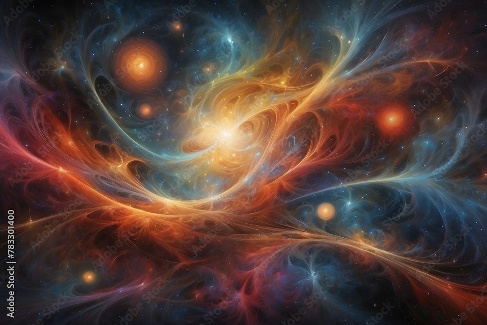 Galaxy web, web linking of light inside of space and universe. Generative AI illustration