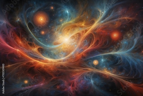 Galaxy web  web linking of light inside of space and universe. Generative AI illustration