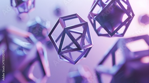 Floating polyhedrons rotating slowly AI generated illustration
