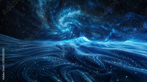Fluctuating waves rippling through space AI generated illustration