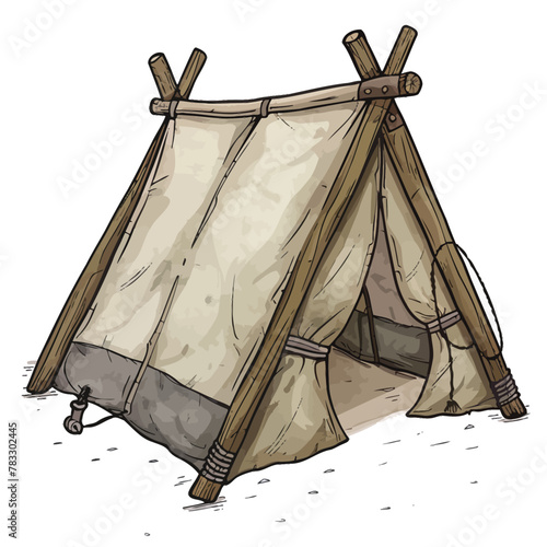 a drawing of a tent with two poles sticking out of it