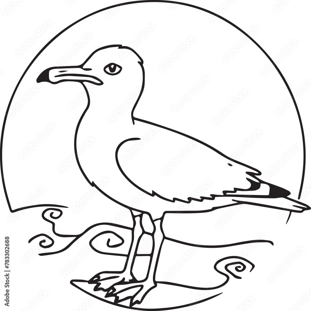 Naklejka premium Seagull coloring pages. Seagull outline vector for coloring book