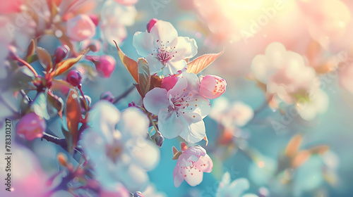 Spring blooms with pink cherry blossoms, showcasing the beauty of nature's floral wonders photo