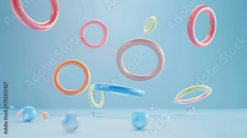 Gymnastics rings and leotards floating d style isolated flying objects memphis style d render AI generated illustration