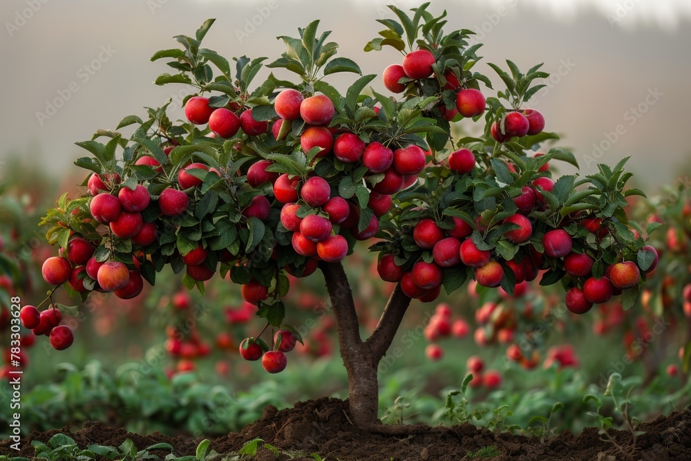 In the rural orchard, plum trees flourish, offering ripe, organic fruits amidst verdant foliage. In the rural orchard, plum trees flourish, offering ripe, organic fruits amidst verdant foliage.