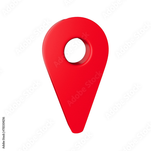 3d location red pointer sign animation for navigation on white background