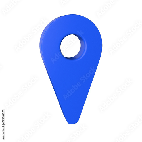 3d location blue pointer sign animation for navigation on white background photo