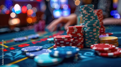 Casino card games with casino chips in the background