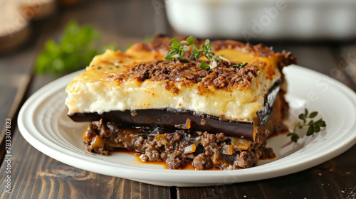 Traditional egyptian moussaka dish closeup