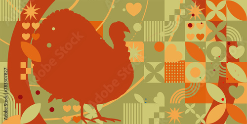 Thanksgiving, turkey, background, banner - vector illustration