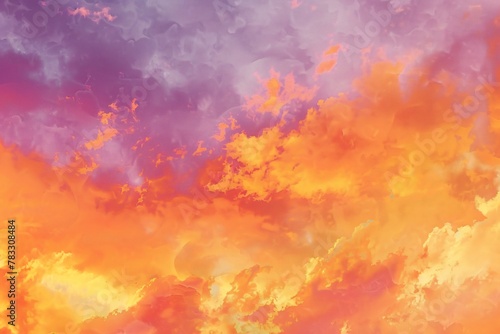 Sunset sky painted in orange and purple hues across an abstract watercolor background narrating the days end with poetic grace