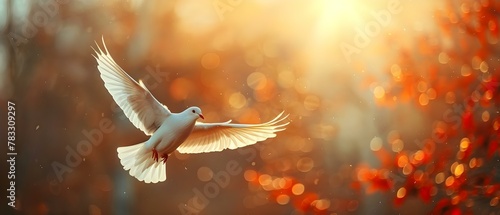Ascension Day: Serenity in Flight with Sunset Glow. Concept Sunset Glow, Serenity, Ascension Day, Flight, Nature