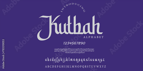 Kutbah premium luxury arabic alphabet letters and numbers. Elegant islamic typography ramadan wedding serif font decorative vintage. Creative vector illustration
