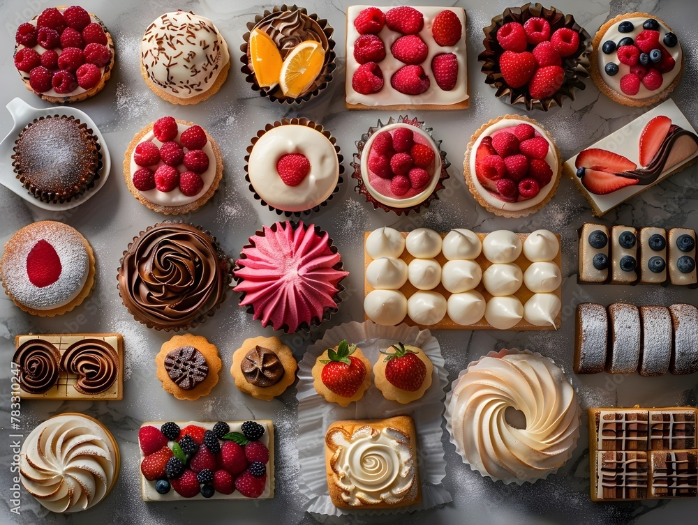 Assortment of Artisanal Pastries and Confections Beautifully Displayed on a Table