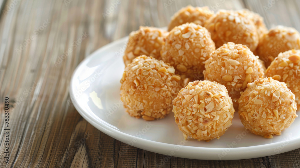 Authentic egyptian sesame seed balls on plate Authentic egyptian sesame seed balls on plate