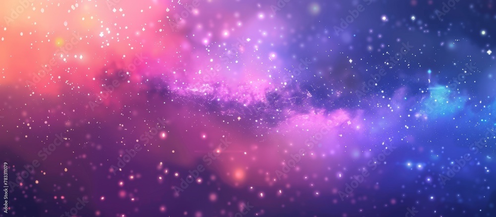 Purple and blue backdrop with scattered stars creating a blurry effect, capturing a dreamy atmosphere