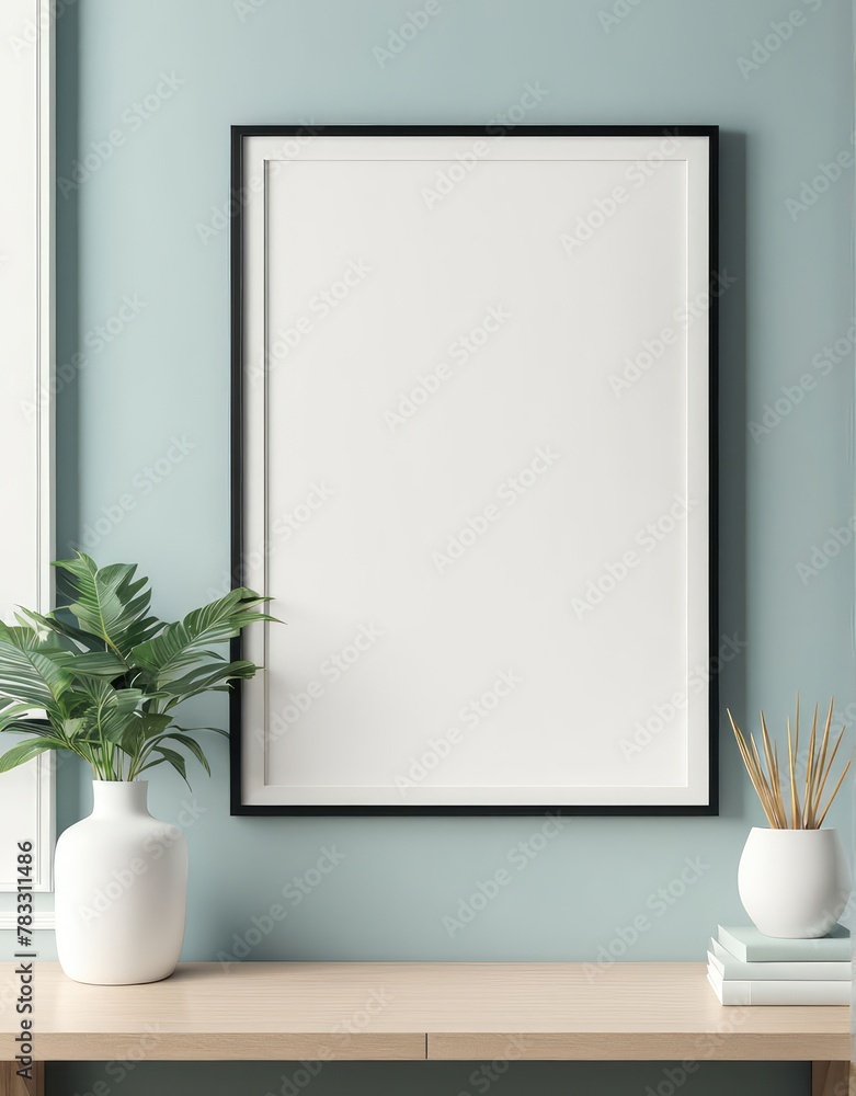 Close-up frame mockup in room interior, 3d rendering Close-up frame mockup in room interior, 3d rendering