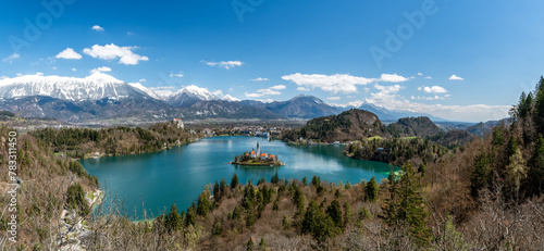 View on lake Bled located near Bled in Slovenia photo