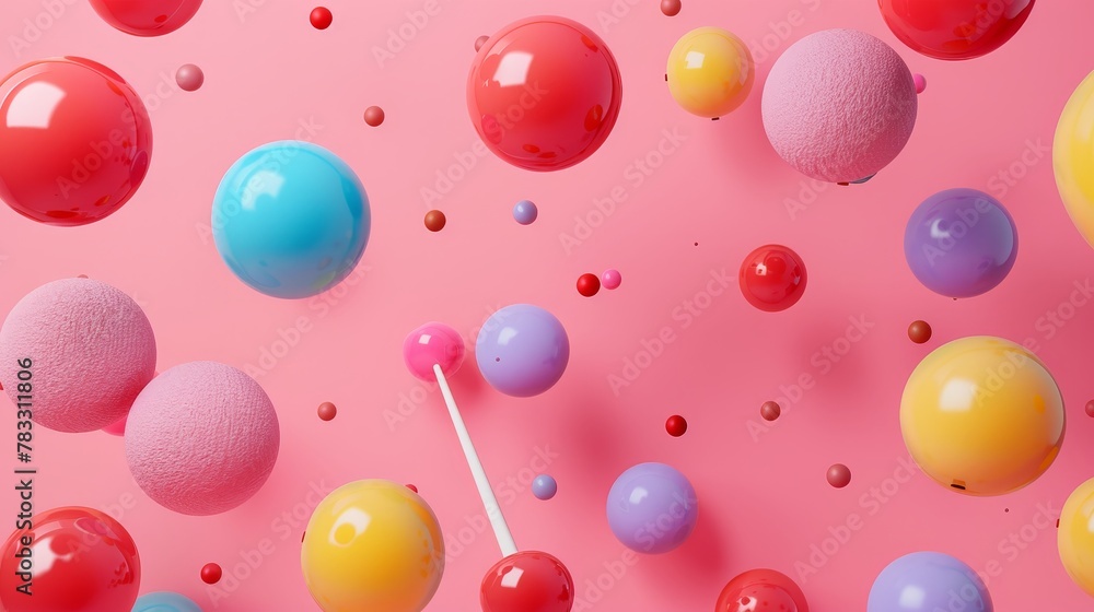 Juggling balls and pins floating 3D style isolated flying objects memphis style 3D render AI generated illustration Juggling balls and pins floating 3D style isolated flying objects memphis style 3D render AI generated illustration