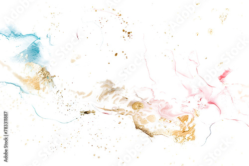 A dreamy pastel color wash with gold accents on white background.