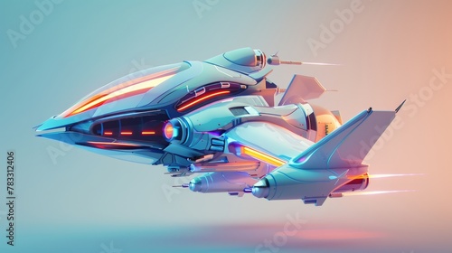 Mesmerizing 3D illustrations of futuristic flying objects 3D style isolated flying objects memphis style 3D render AI generated illustration