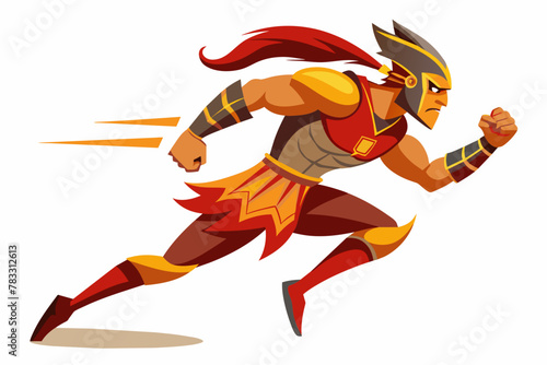 Warrior runs to left an white background